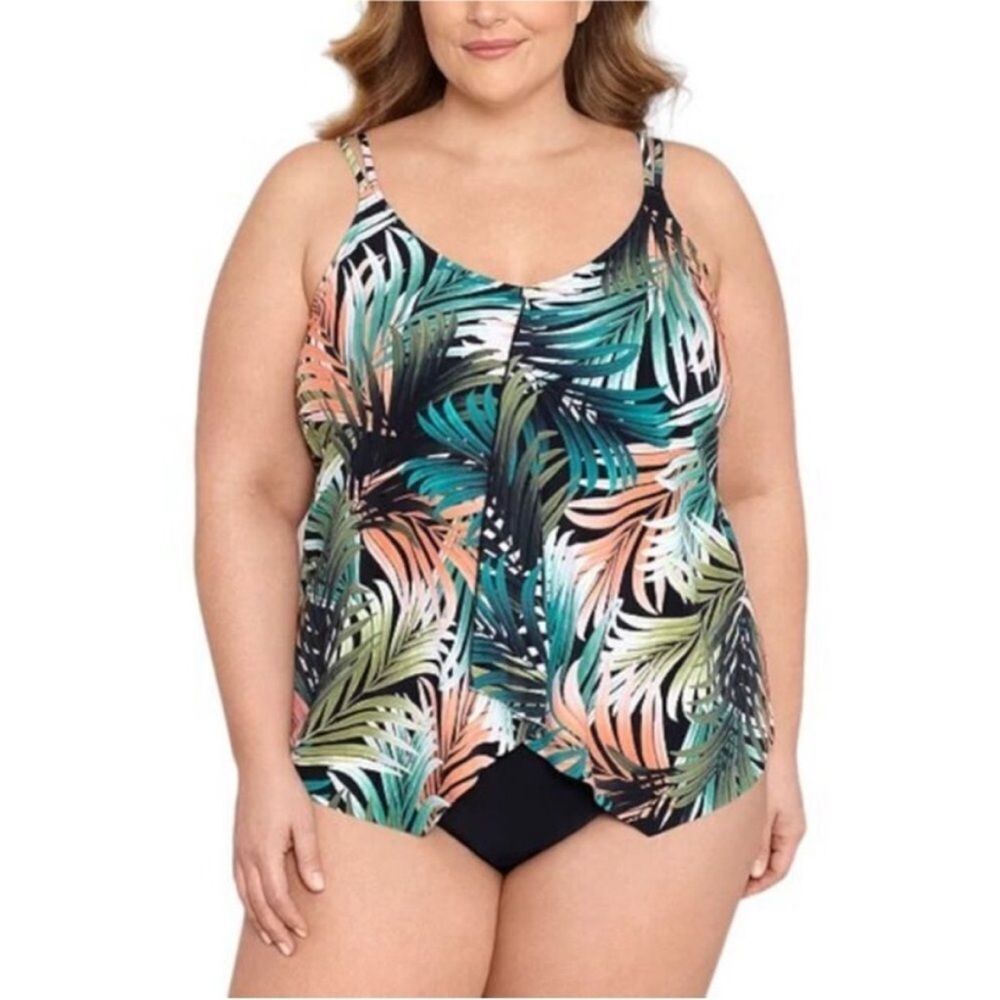 Swim Solutions Plus Size Tummy-Control
Handkerchief One-Piece Fauxkini Swimsuit